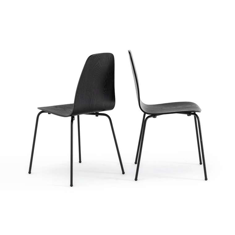 Комплект из двух стульев в винтажном стиле Biface черного цвета