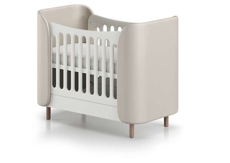 Кроватка Kidi Soft mini 60х120 молочного цвета (экокожа)