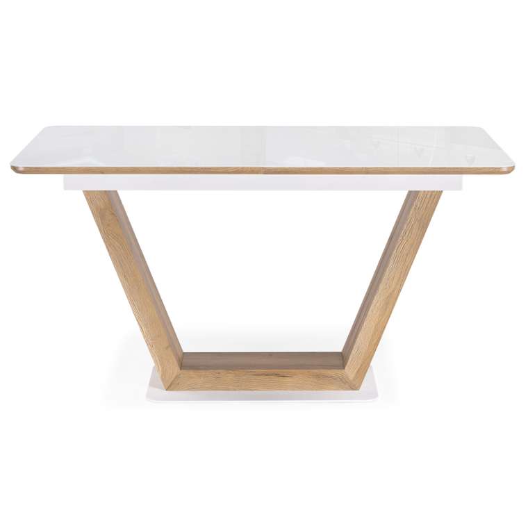Раздвижной обеденный стол Иматра бело-бежевого цвета