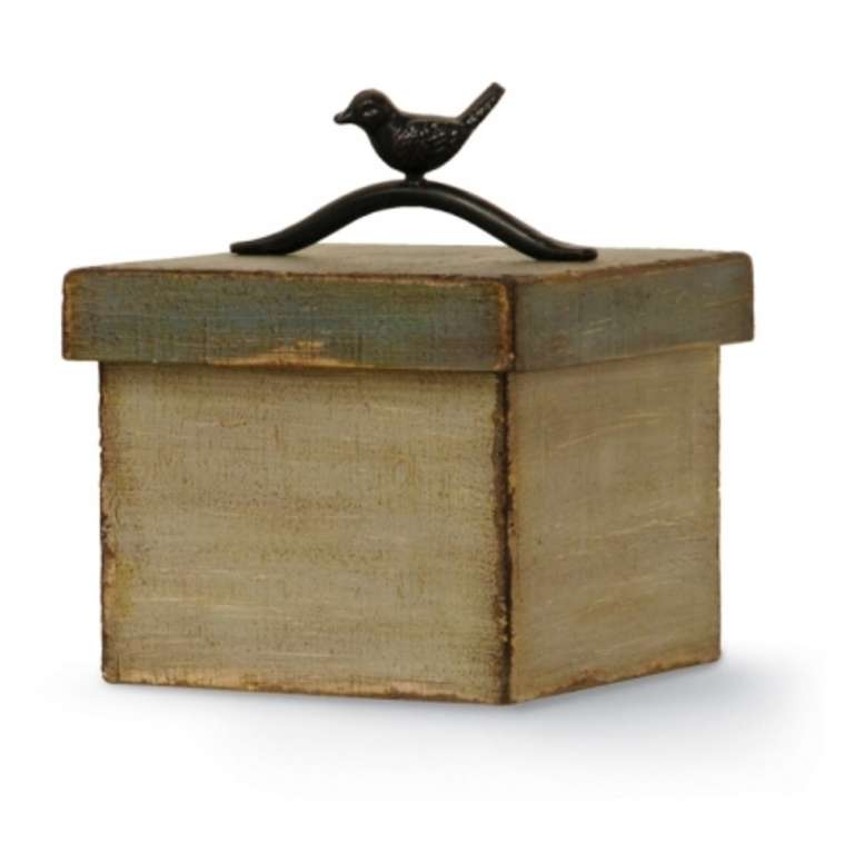 Декоративная коробка "Antiqued Square Box With Bird" 