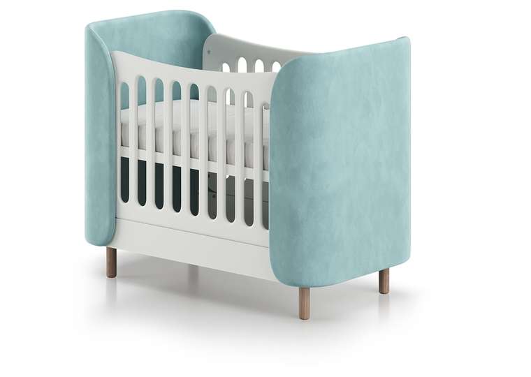 Кроватка Kidi Soft mini 60х120 бирюзового цвета