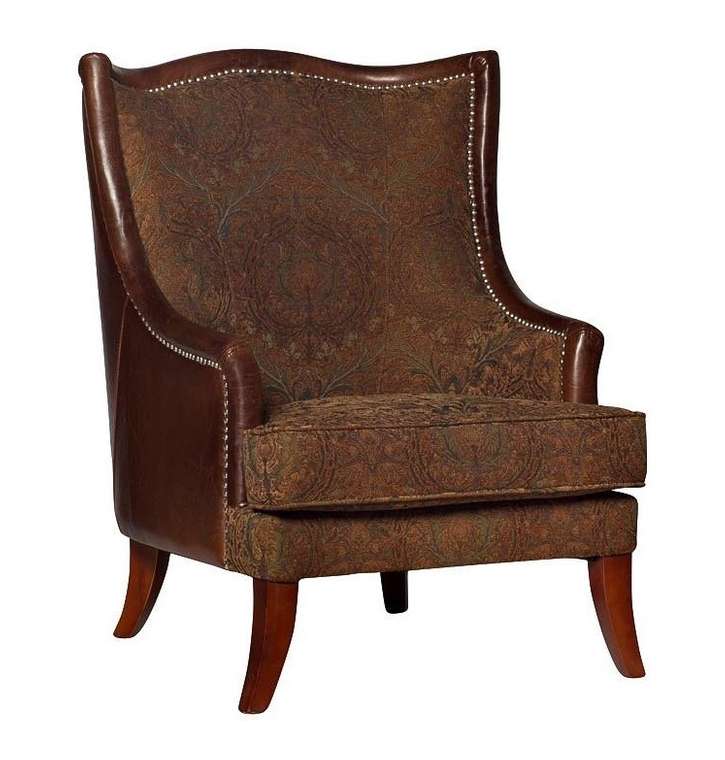 Кресло коричневое с зеленым жаккардом
