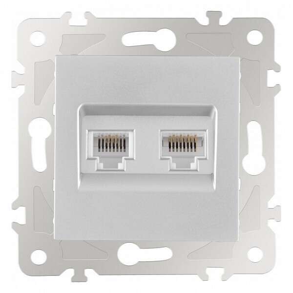 Розетка двойная RJ-11 и Ethernet RJ-45, без рамки 203.44-1.silver