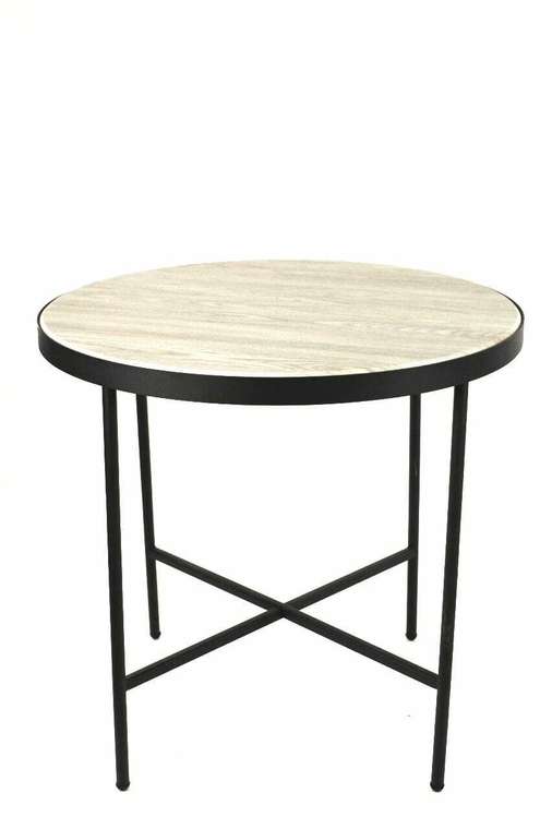 Кофейный столик с круглой столешницей бежевого цвета