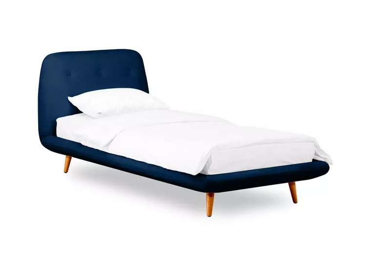 Кровать Loa 90х200 темно-синего цвета без подъемного механизма