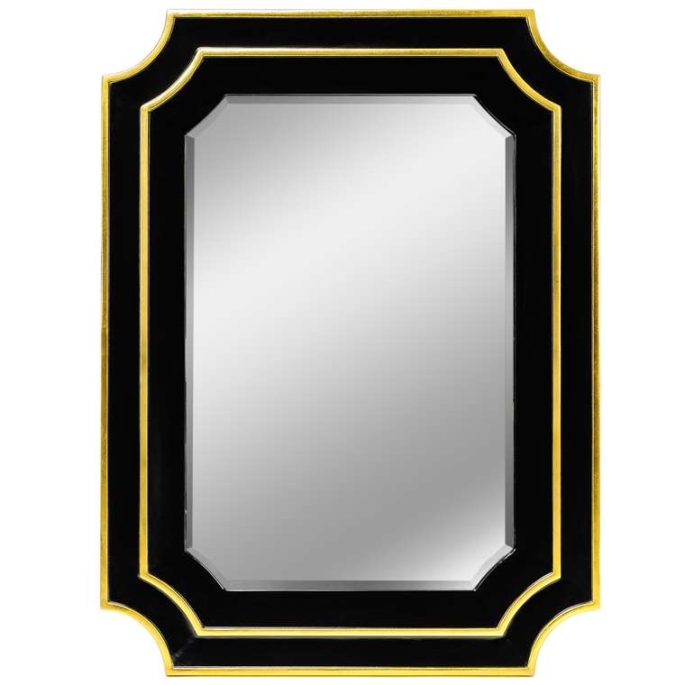 Настенное зеркало Альваро в раме черно-золотистого цвета