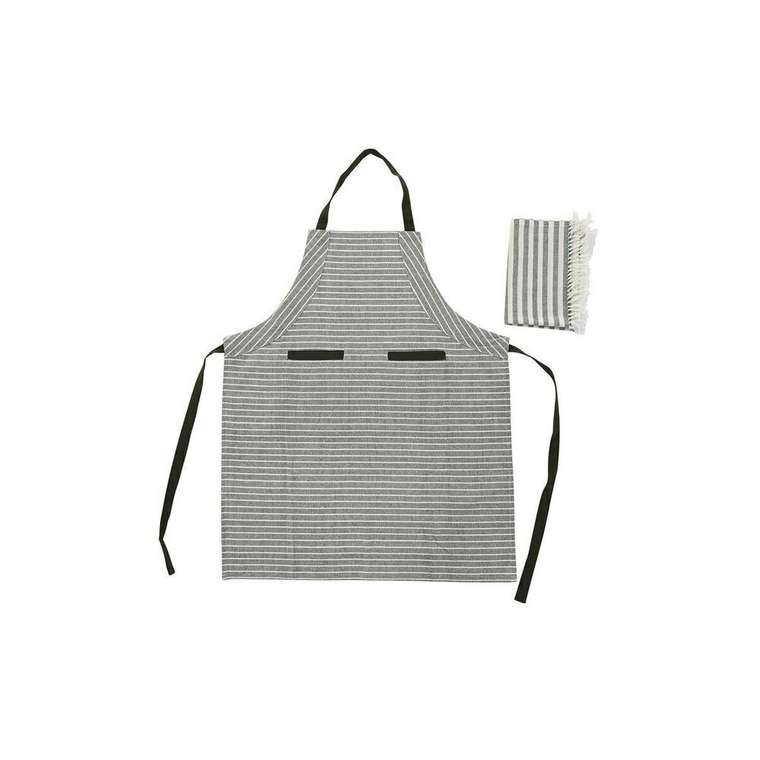 Фартук с карманом DKD Home Decor 70 x 1 x 85 см Серый Хлопок Белый Зеленый
