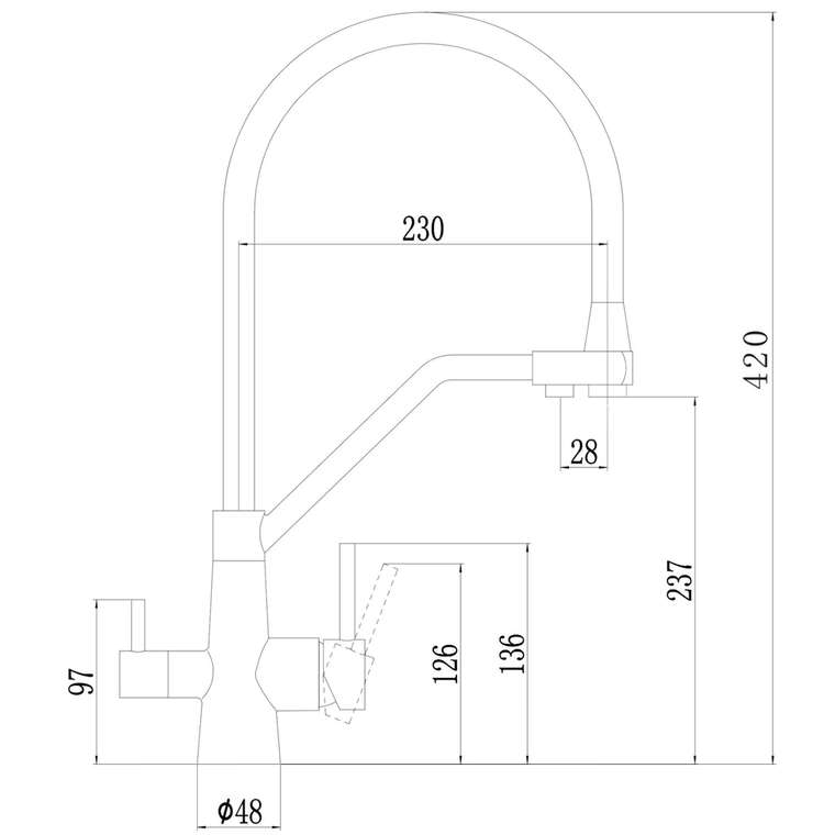 Смеситель для кухни с подключением к фильтру Fmark FS0662-L04, сатин