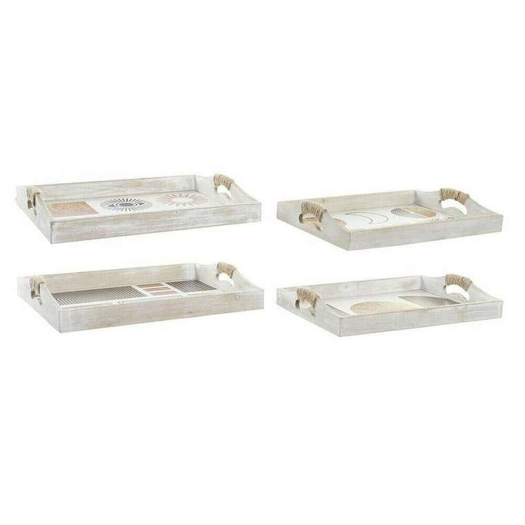 Набор подносов Корзина Белый Чёрный Позолоченный Деревянный MDF 40 x 30 x 6 cm (2 штук) (12 штук)
