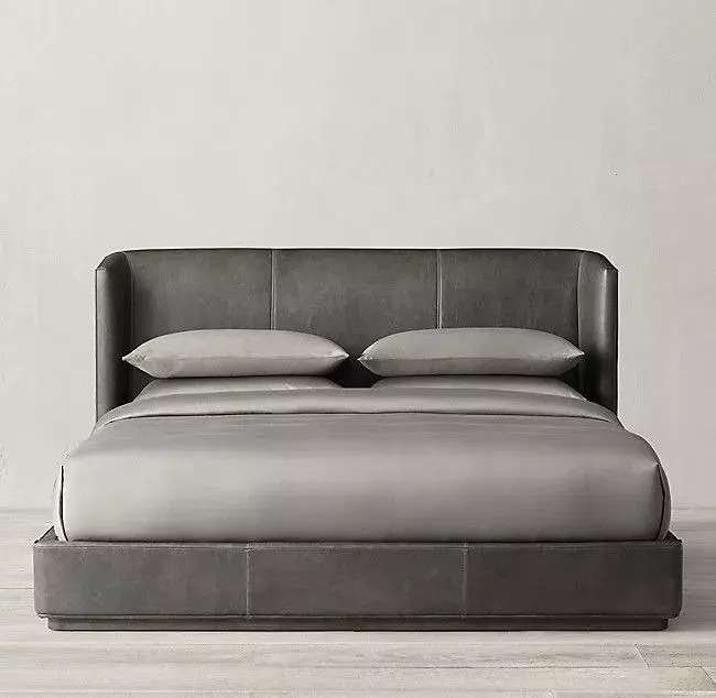 Кровать Alessia Leather 140x200 серого цвета