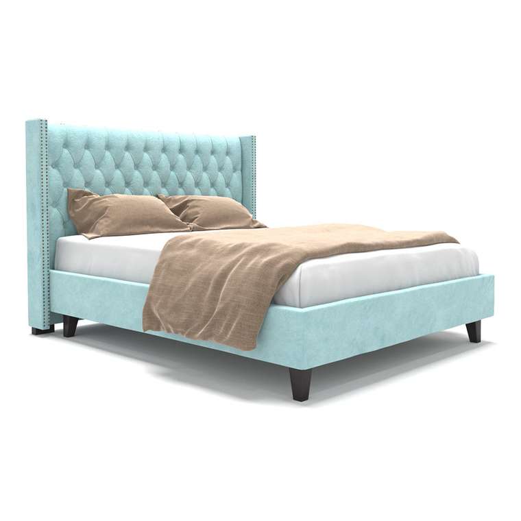Кровать Stella на ножках голубого цвета 160х200