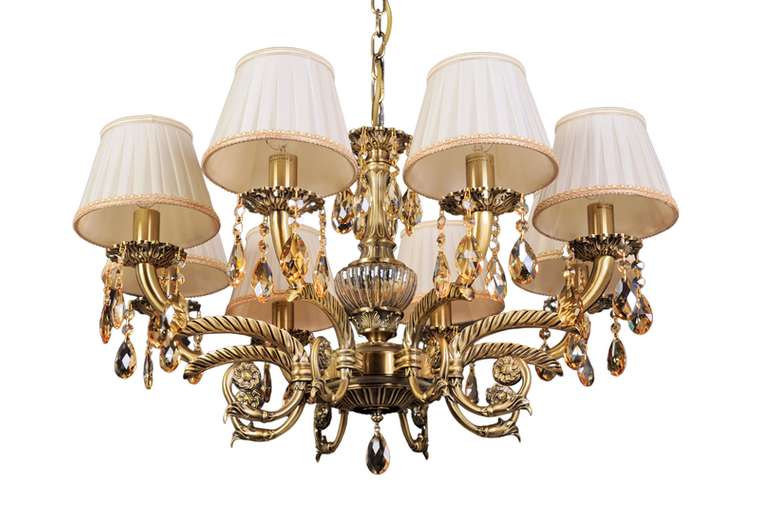 Подвесная люстра Sylvia L.8110-8BR CRISTAL-SHADE (ткань, цвет кремовый)