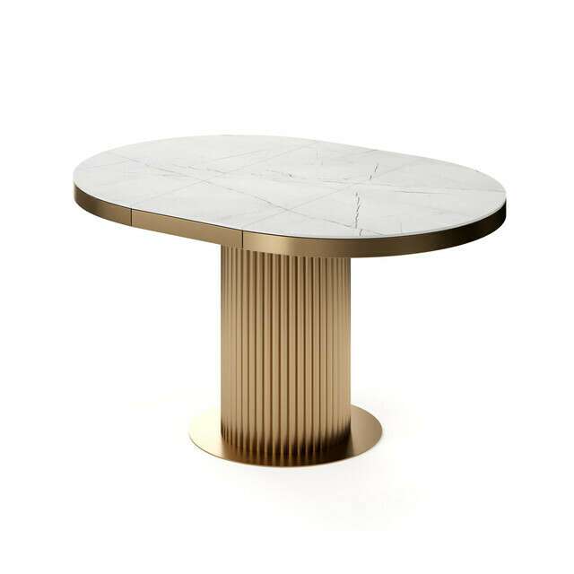 Раздвижной обеденный стол Меб со столешницей цвета пыльно-белый мрамор
