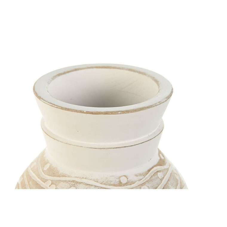 Ваза Белый Натуральный Древесина манго Колониальный 15 x 15 x 38 cm