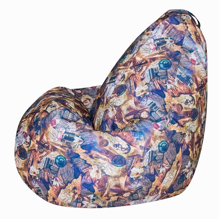 Кресло-мешок Груша 3XL Магеллан сине-бежевого цвета