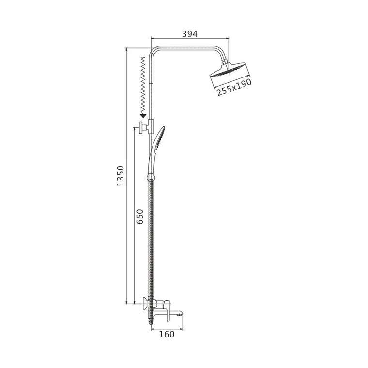 Душевая система Shevanik S6036F, белый/хром