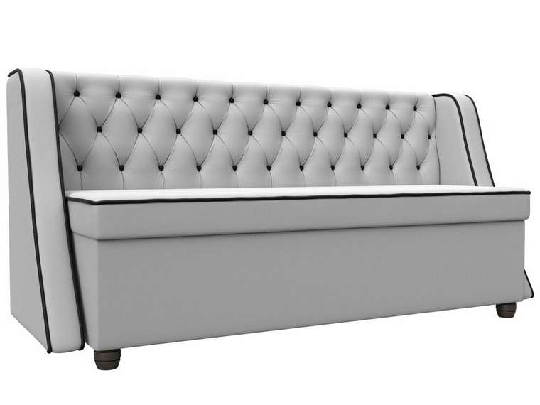 Кухонный прямой диван Лофт белого цвета (экокожа)