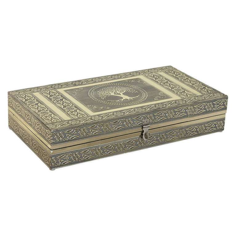Шкатулка Белый Шампанское Деревянный Алюминий 38 x 20 x 7,5 cm