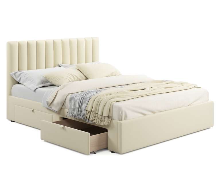 Кровать Olivia 160х200 бежевого цвета без подъемного механизма