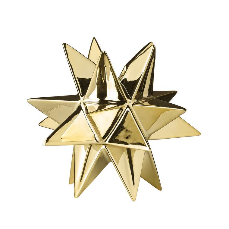 Декоративная звезда-подсвечник 3D золотого цвета