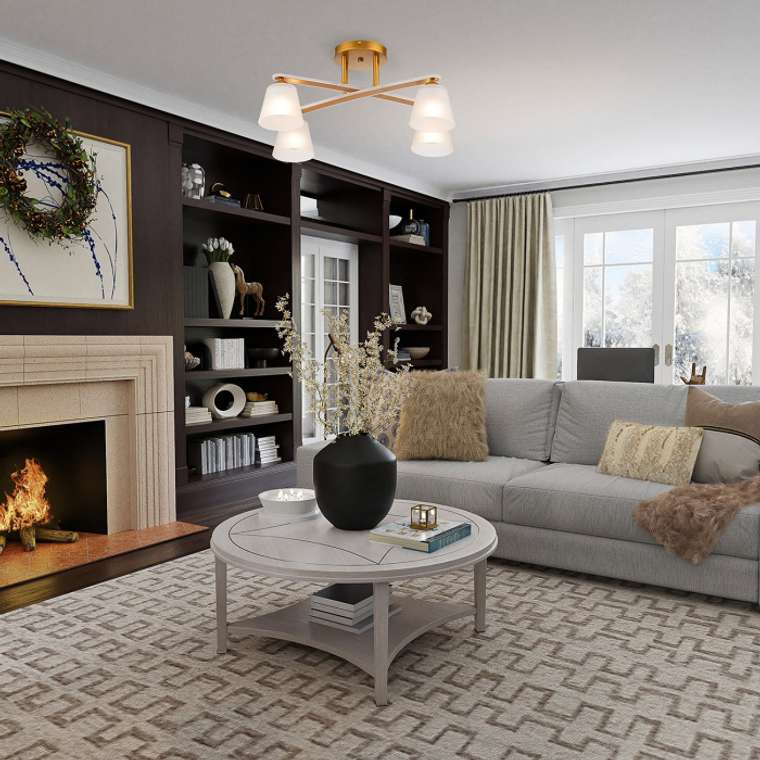 Потолочная люстра на штанге Escada Silva 1101/4PL 4х60Вт E27, металл/стекло, золото