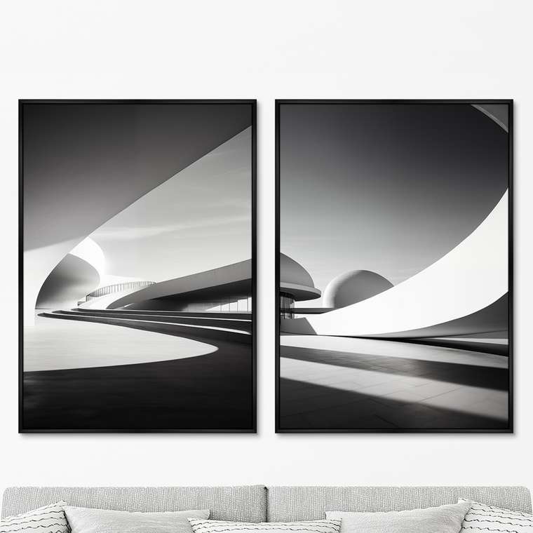 Набор из двух репродукций картин Architecture, curves of large arches, 2024г.