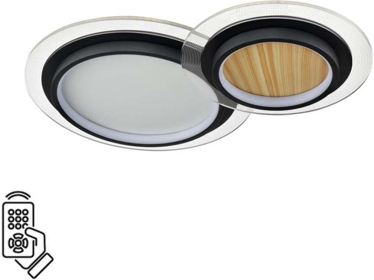 Потолочный светильник Sonex Sunny 7733/80L металл/акрил/белый/под дерево/прозрачный/черный LED 80Вт 3000-6000К 600x380 пульт ДУ