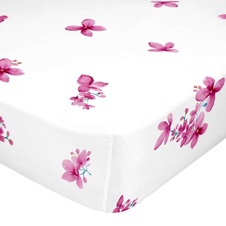Простынь нижняя Cassia 160x200 бело-розового цвета