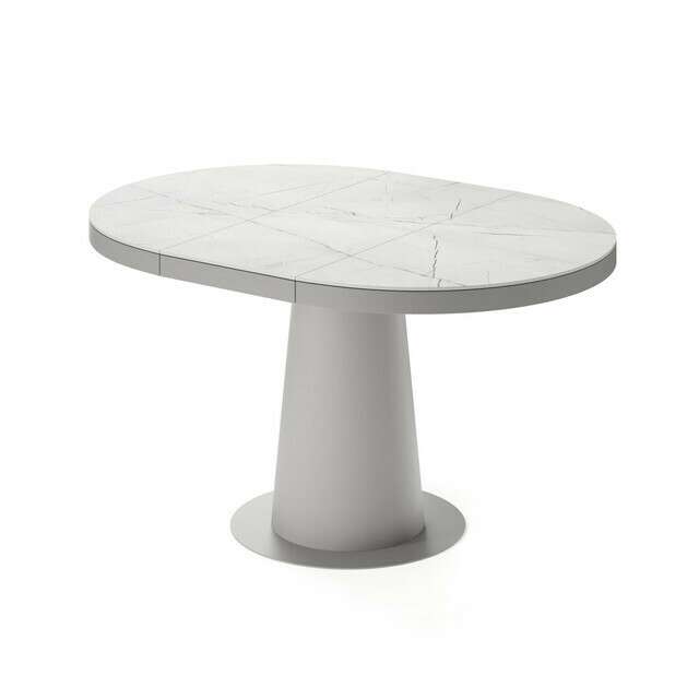 Раздвижной обеденный стол Мирах бело-серого цвета