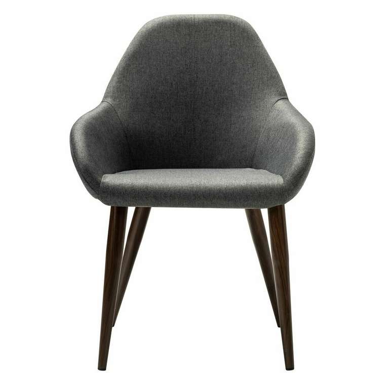 Стул-кресло Kent серого цвета на коричневых ножках