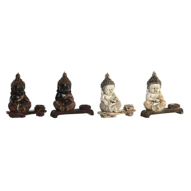 Декоративная фигура DKD Home Decor 22 x 8,2 x 23 cm Красный Бежевый Будда Восточный (4 Предметы)