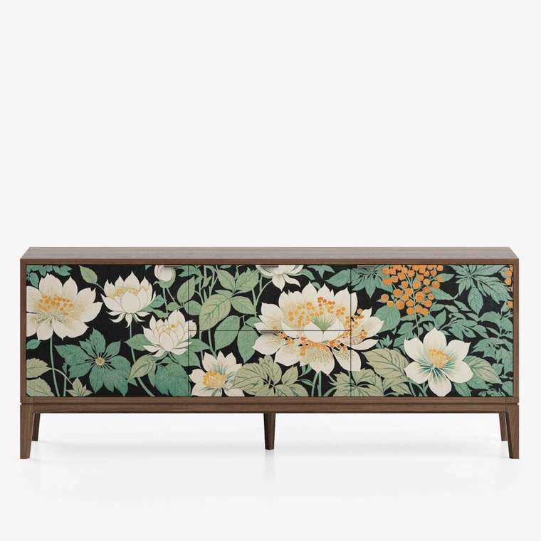 Тумба под телевизор Timeless TL069 коричневого цвета с принтом