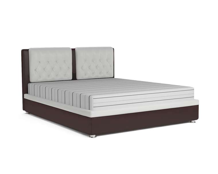 Кровать Космо 160х192 бело-коричневого цвета с подъемным механизмом