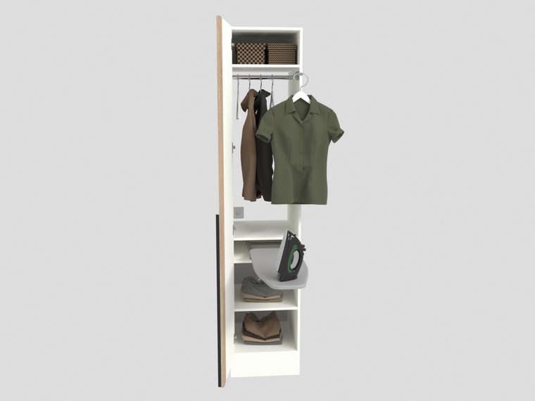 Шкаф с вешалом и гладильной доской Азарт Ш645.1 белого цвета левый