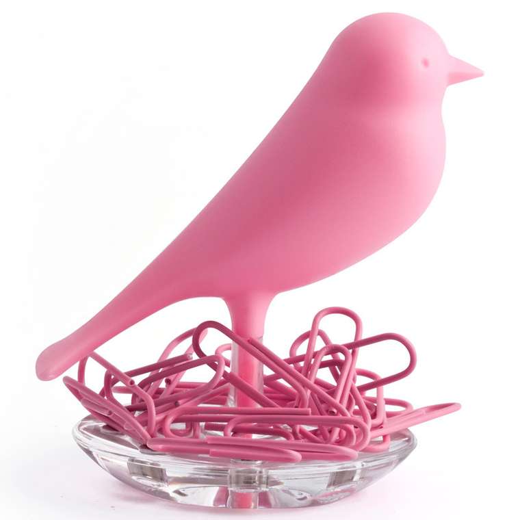 Держатель для скрепок sparrow розовый