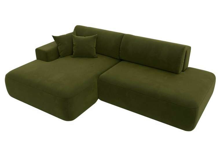 Угловой диван-кровать Лига 036 Модерн зеленого цвета левый угол