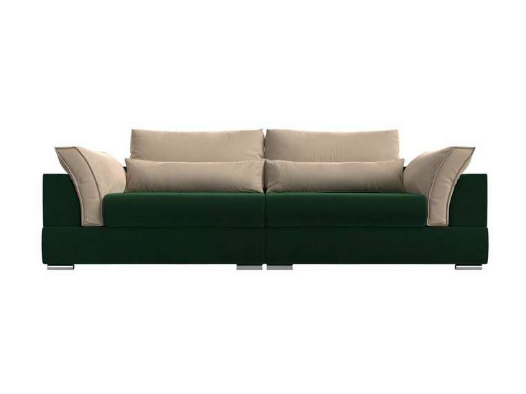 Прямой диван-кровать Пекин бежево-зеленого цвета
