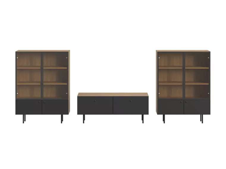 Комплект мебели для гостиной Frida 8 черно-бежевого цвета на металлических ножках 