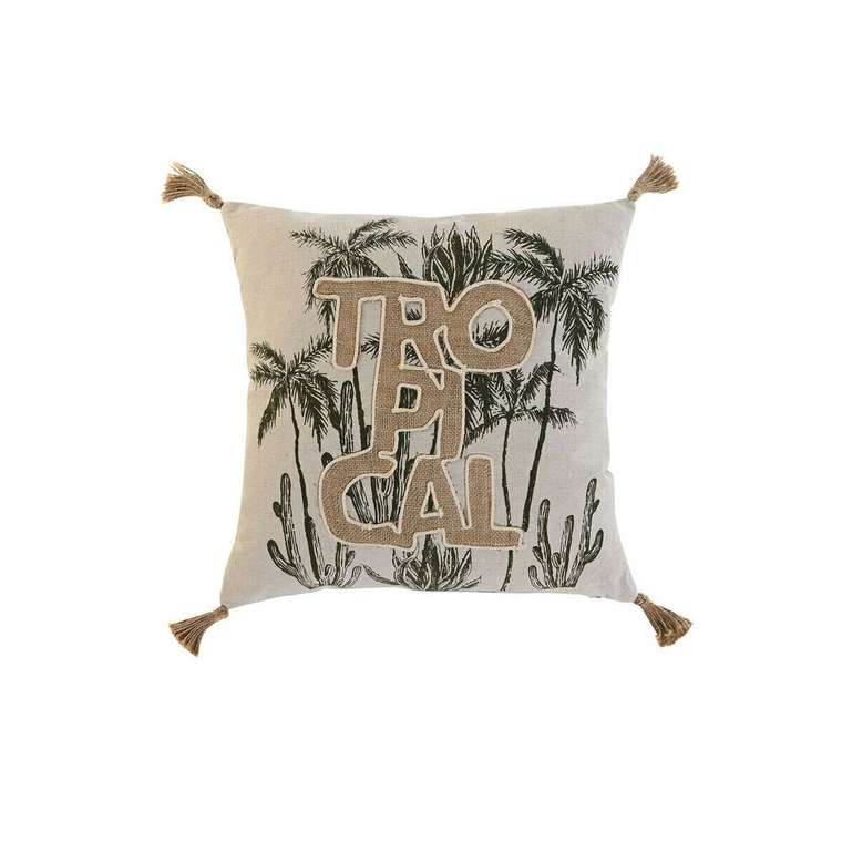 Декоративная подушка Boho Тропики 45x45 зелено-бежевого цвета