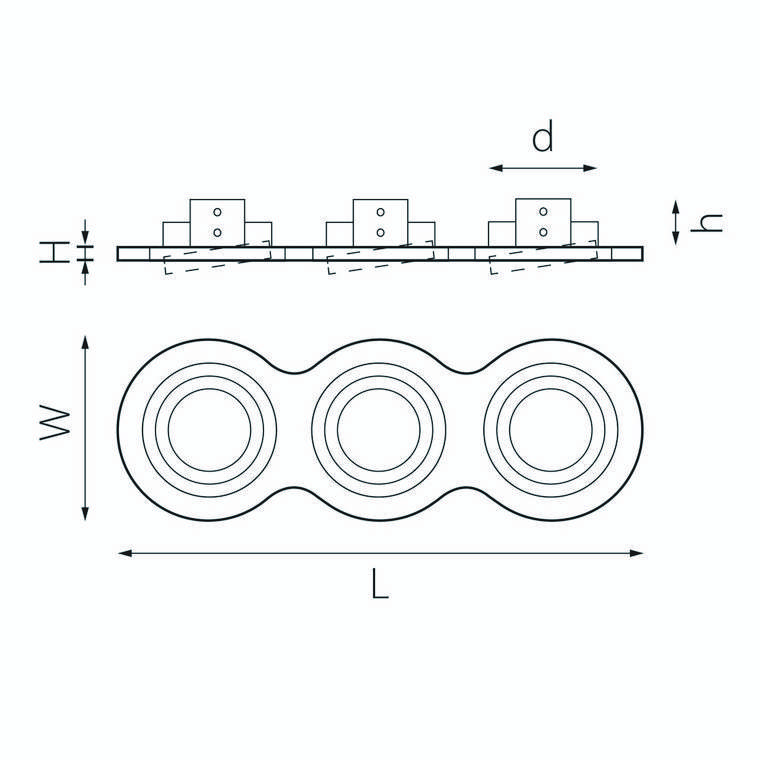 Набор из трех светильников и рамки Intero бело-черного цвета