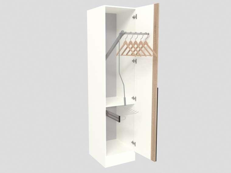 Шкаф с лифтом и брючницей Азарт Ш550.1 белого цвета левый