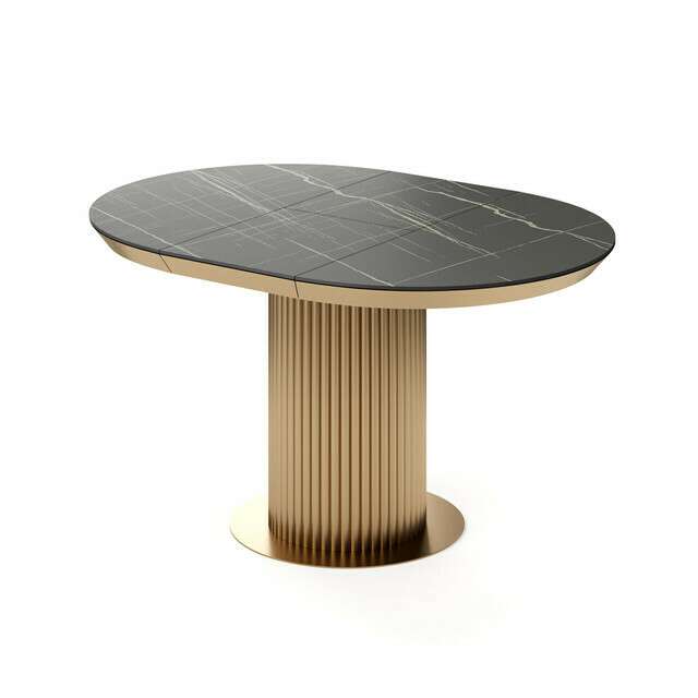 Раздвижной обеденный стол Фрах черно-золотого цвета