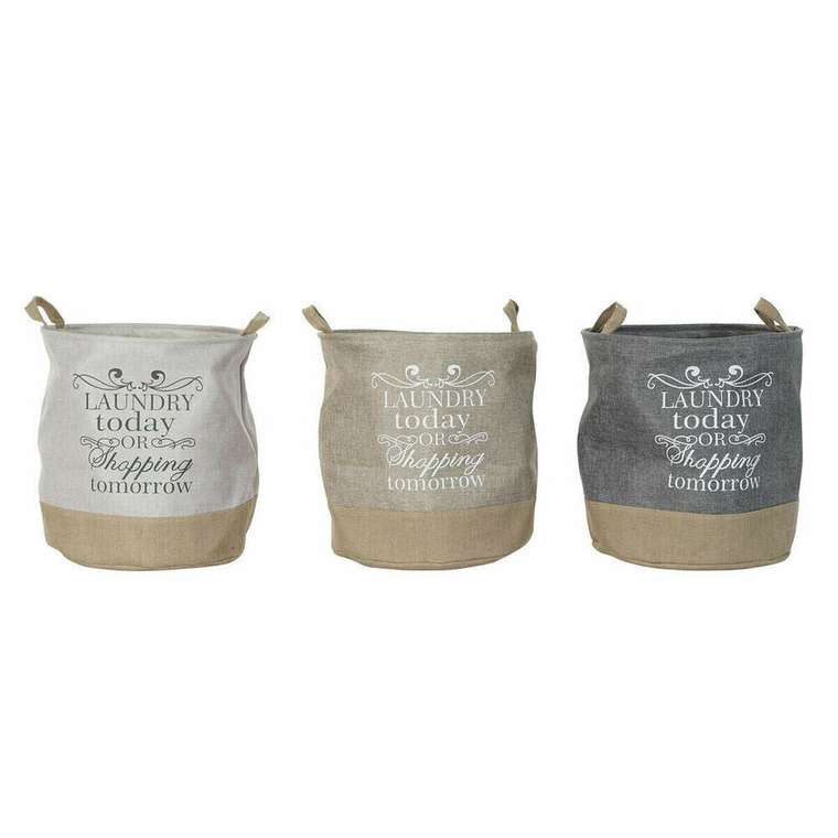 Корзина DKD Home Decor Бежевый Серый Светло-коричневый 39 x 39 x 41 cm полиэстер (3 штук) (3 Предметы)