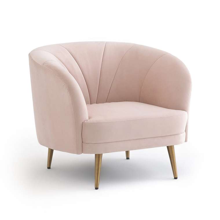Кресло велюровое Leone розового цвета