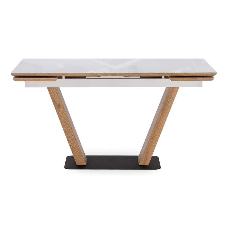 Раздвижной обеденный стол Конор бело-коричневого цвета 