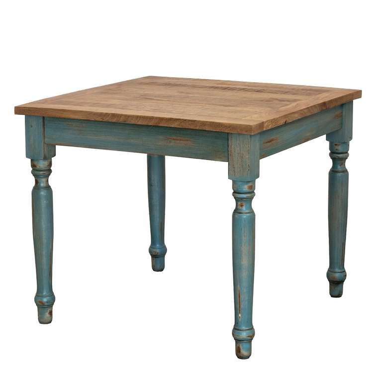 Обеденный стол из массива бежево-синего цвета