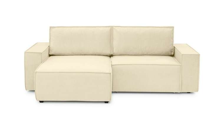 Угловой диван-кровать с оттоманкой Софт 2 бежевого цвета