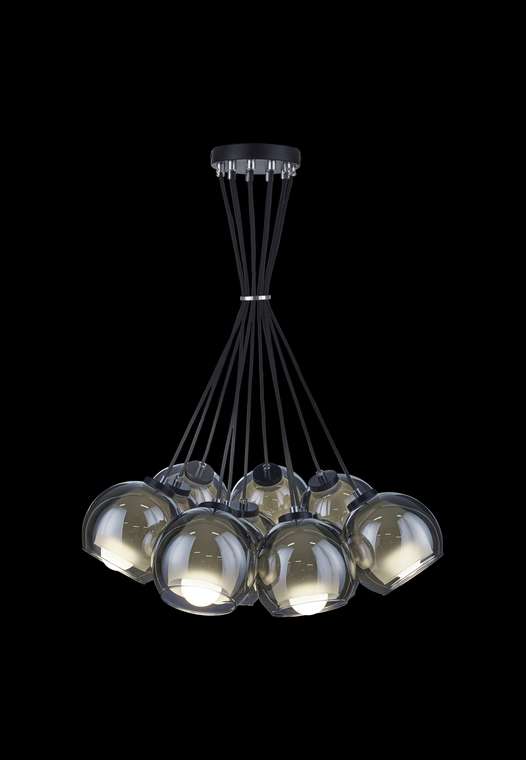 Подвесной светильник Bunch с плафонами полушар в серо-зеркальном цвете