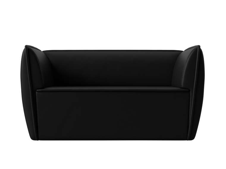 Прямой диван Бергамо черного цвета (экокожа)