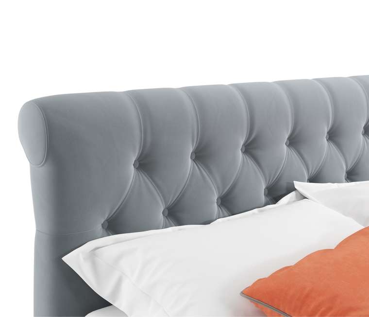 Кровать Ameli 140х200 серого цвета с подъемным механизмом и матрасом Гост